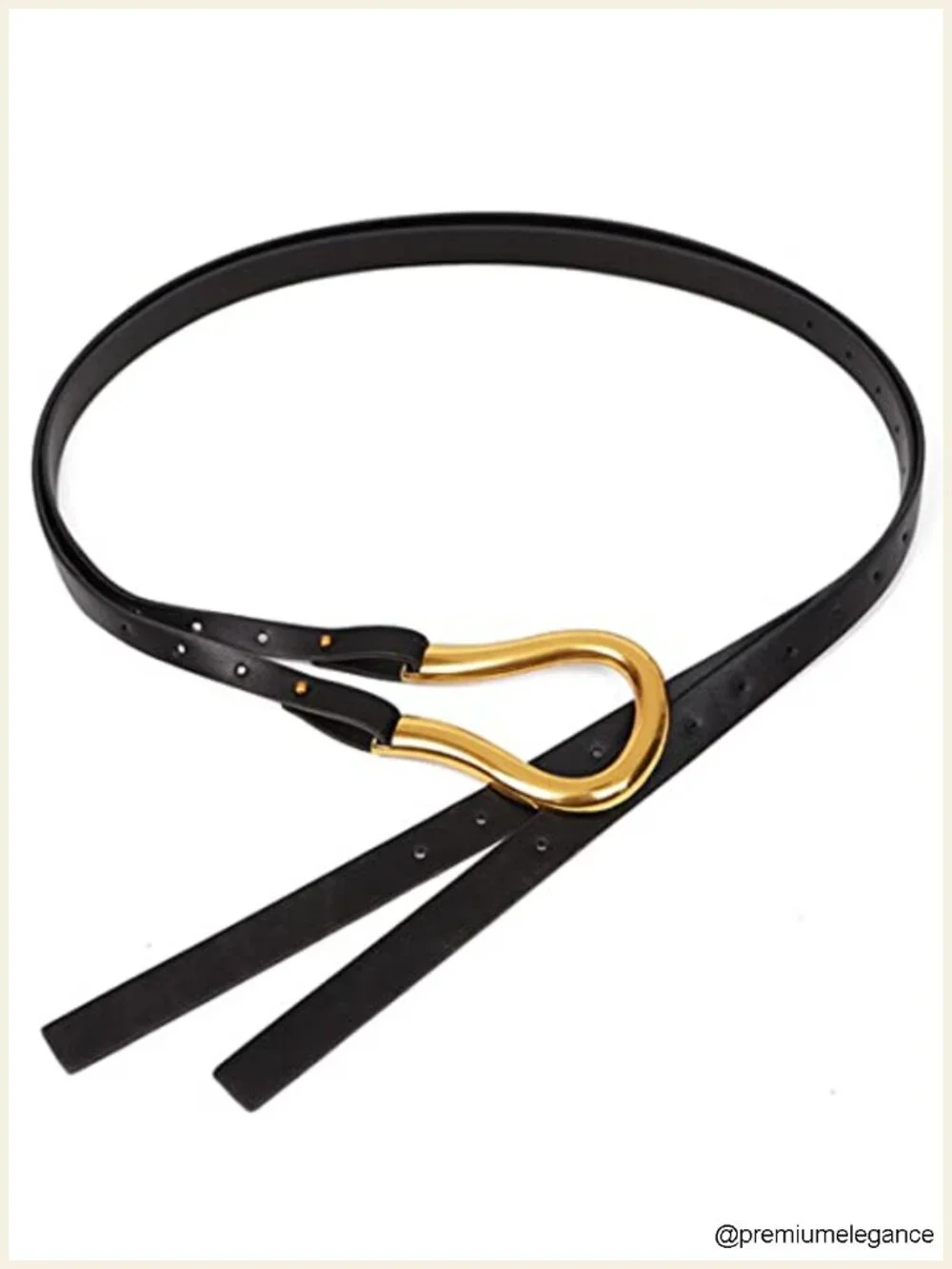 Women PU Leather Double Strap Waist Belt with Gold Buckle